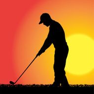Vector silhouette of a man who plays golf N6
