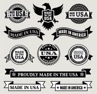 Made in the USA Black &amp; White patriotic buttons set