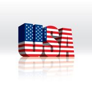 3D USA Vector Word Text (American) Flag