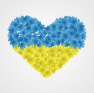 Ukrainian flag of leaf in the shape heart