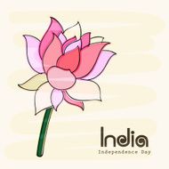 Independence Day greeting card design with national flower Lotus