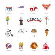 Set of colorful vector circus icons