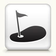 Square Button with Golf Hole Flag