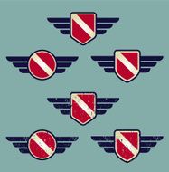diving emblem set