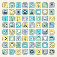 Business icons colorful set Vector Hand drawn