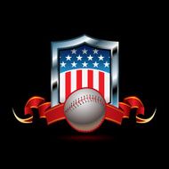 Baseball emblem with red stripe
