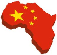 3d african continent - Chinese flag