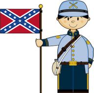 Cute American Confederate soldier with Flag