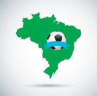 Brazil map with football banner N2