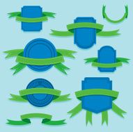 Green and blue badges