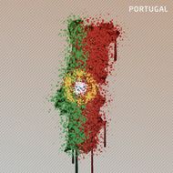 Portugal Flag Color Paint Graffiti Map Grunge