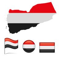Yemen map &amp; flag