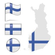 Finland map &amp; flag