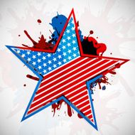 Stylish star in American flag color on grungy grey background