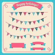 Set of bunting and garland with banners N2