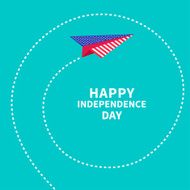 Paper plane with dash spiral Independence day US of America
