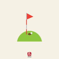 Golf course with ball and hole