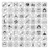 School icons set Vector illustration Hand drawn Black and white