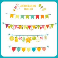 Autumn garland and flags set