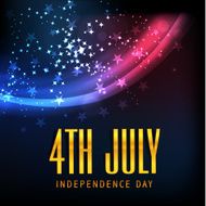 Golden text 4th July with shiny national flag colors waves