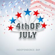Colorful stars and stylish text on flag waving background