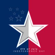 Stylish silver star on blue and red background