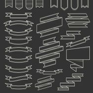 Vector ribbons set thin line style