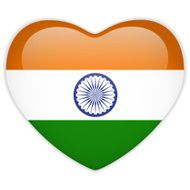 India Flag Heart Glossy Button N2