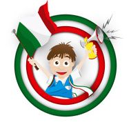 Italy Soccer Fan Flag Cartoon N2