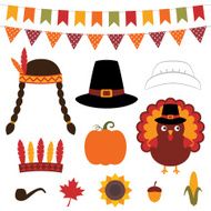 Thanksgiving vector decoration and photo booth props