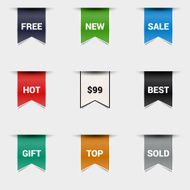 Vector set bookmarks Collection stickers price tags Sale free new