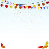 Autumn holiday background with confetti and flags Vector illust