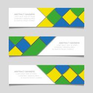 Abstract geometric banners in Brazil flag colors