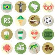 Flat Design Brazil Icons Set