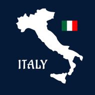 Flat map of Italy and national flag