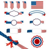 set of american banner badges and ribbon