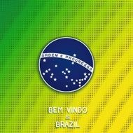 Bright background with blue disc of flag Brazil