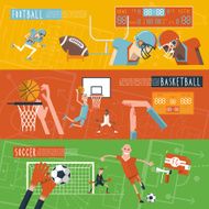 Team sport horizontal banners set