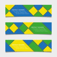 Abstract geometric banners in Brazil flag colors N2