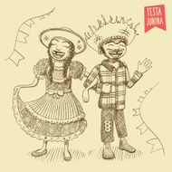 Hand drawn Young Hick Couple N2