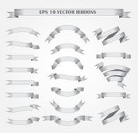 Set of Silver vector ribbons or banners Style engraving N2