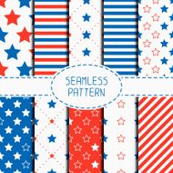 Patriotic seamless pattern Red blue stars American symbols USA flag N7