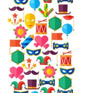 Celebration seamless pattern with carnival flat icons and objects N3