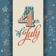 Retro typography card Independence Day Vector illustration N3
