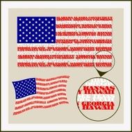 U S flag is made of words state names concept
