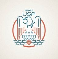 Made in the USA Symbol with American flag and eagle N18