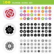 100 flower icons set