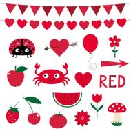 Vector elements in red color