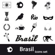 black brazil icons and symbols set eps10 N2