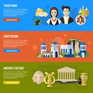 Greece Landmarks and cultural features flat banners design set N2